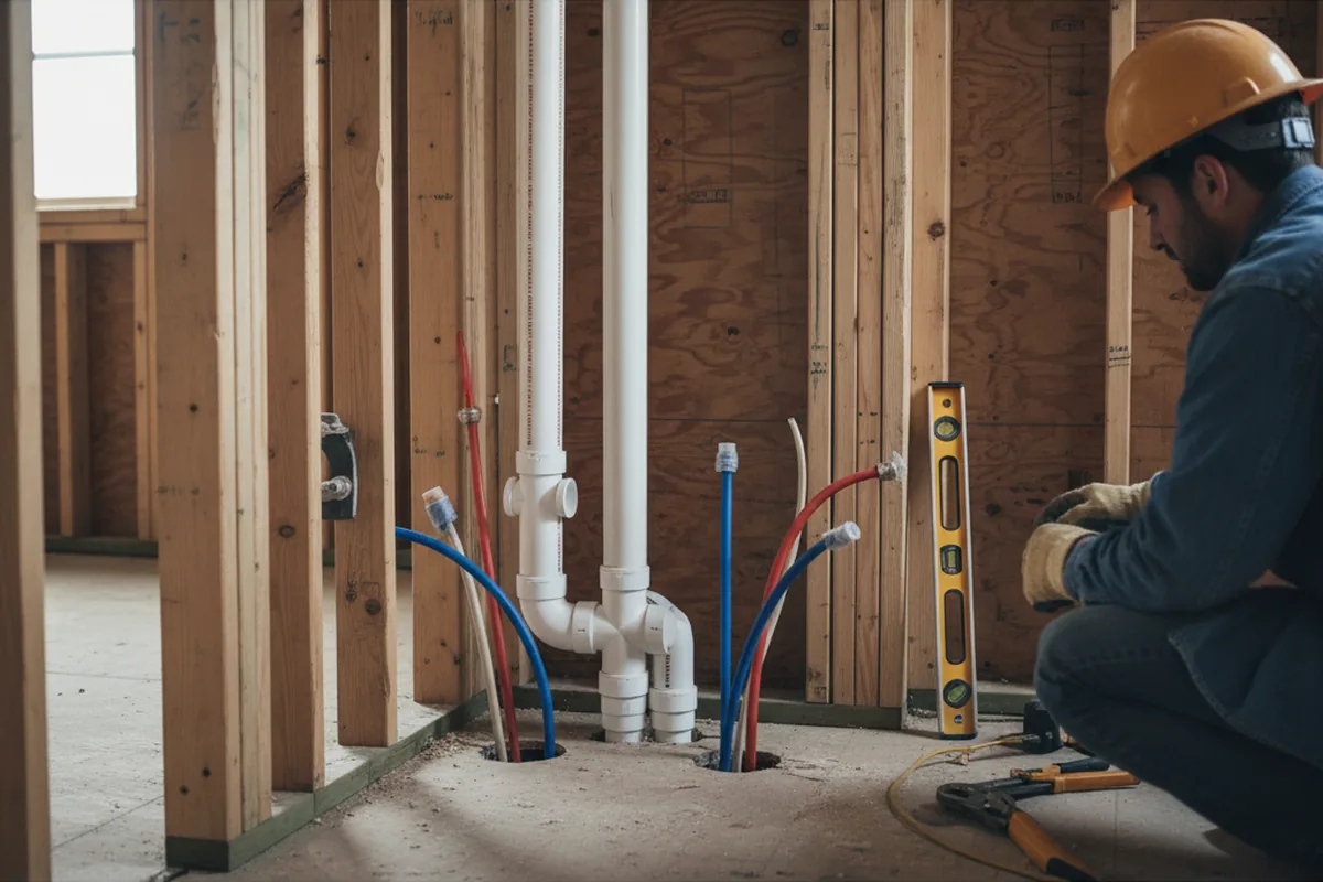 Drain and supply rough-in during Leak Detection in Bellerose